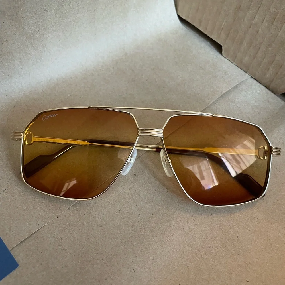 Cartier Men's Metal Aviator Sunglasses - Picture 4 of 9